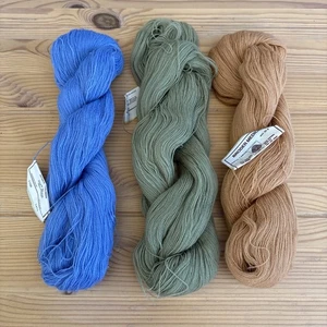 3 HKS DMC BRODER MEDICIS VIRGIN WOOL THREADS: 8426 Blue, 8405 Green, 8846 Tan - Picture 1 of 7