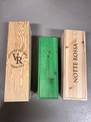 3 Stück Weinkiste mit Schiebedeckel Holzkiste Holztruhe Weinbox Weinverpackung - Bild 1 von 3