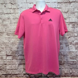 Adidas Men’s Hot Pink Short Sleeve PRIMEGREEN Performance Polo Shirt Size Medium - Picture 1 of 6