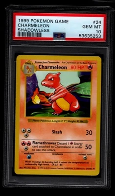 1999 POKEMON GAME BASE SET 24 CHARMELEON SHADOWLESS PSA 10 GEM MINT - Image 1 of 2