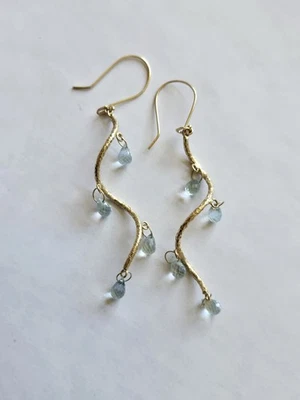 Atasay Kuyumculuk Vintage 14k Gold Dangle Earrings Topaz Drop Turkey Yellow - Image 1 of 4