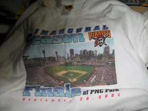 2001 Pittsburgh Pirates XL T Shirt Inaugural Season PNC PARK ,LIST OF 1ST ON BAC - Picture 1 of 4
