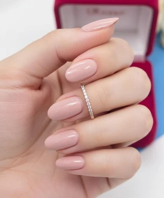 14K Solid Gold 13 Diamond Wedding Ring Half Eternity Stylish Wedding Band for He - Image 1 of 4