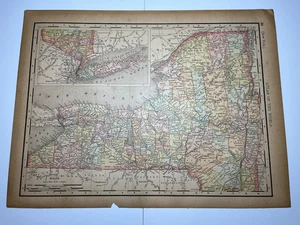 Mapa del Estado de Nueva York 1892 fm 1894 Rand-McNally Biblioteca Atlas VER FOTOS/DESCRIPCIÓN - Imagen 1 de 2