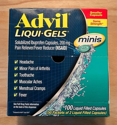 Advil Liqui-Gels Minis, 100 Liquid Capsules (50x2), Solubilized Ibuprofen 200 mg - Image 1 of 4