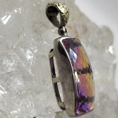 Collar Starborn Ametrino Brasil Colgante Oro 14k Acentos Plata 925 Vermeil  Foto 1 de 4