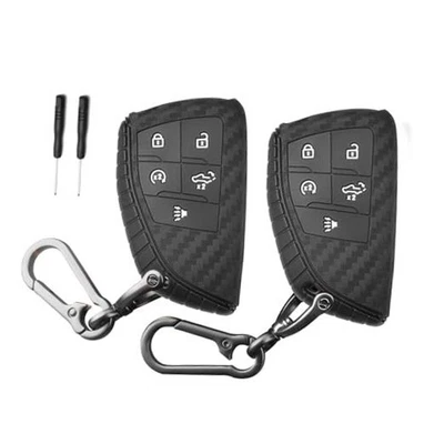 QBUC 2 Piezas Llavero Cubierta para Chevy, 5 Botones Silicona 5 Botones 7-Fibra de Carbono Foto 1 de 4