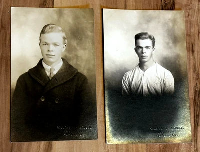 RPPC Portland Multnomah Studio Portrait Brothers Buchanan Oregon Photo Postcard - Image 1 of 4