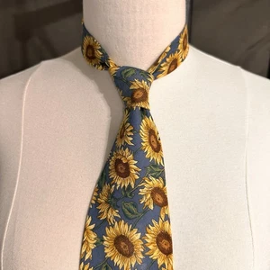 American Eagle Vintage Cotton Tie Bold Floral Pattern Necktie Sunflower Classic - Picture 1 of 9