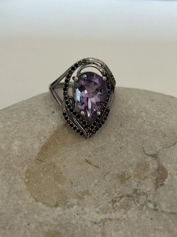 Silber 925 Ring mit Amethyst und Spinell - Bild 1 von 4