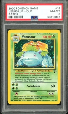 2000 Pokemon Base Set 2 18/130 Venusaur Holo PSA 8 Near Mint - Image 1 of 2