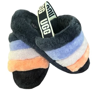 UGG Fluff Yeah Slide Sandalen mehrfarbig Lammfellschuh Damengröße 8 - Bild 1 von 8