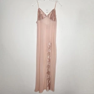 Victoria's Secret Maxi Abito Slip Medio Vintage Y2K Babydoll Coquette Pizzo Rosa - Foto 1 di 8