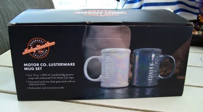 2 Mug Set, 2022 Harley Davidson Motor Co. 13oz Embossed Lusterware, 2 Colors NIB - Photo 1/4