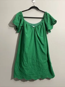 TECE grünes Damen Kleid bestickt Ösen gewellter Saum & Ärmel Bohemian L - Bild 1 von 15