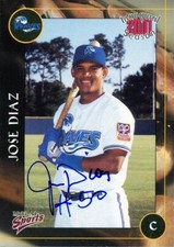 2001 Wilmington Waves JOSE DIAZ Signed Card autograph AUTO ROYALS