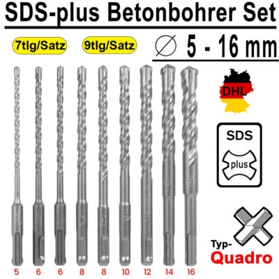 ACELECTRONIC SDS-plus Betonbohrer Set 7/9tlg Bohrer Steinbohrer Bohrerset Hammerbohrer 5-16mm