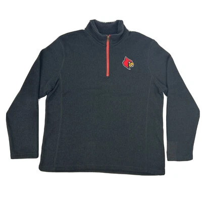 Louisville Cardinals 毛衣男式 L 黑色冠军长袖 1/4 拉链 NCAA — 第 1/4 张图片