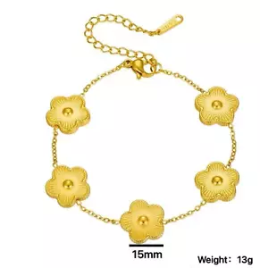 18K Gold Plated Stainless Steel- Clover –Hypoallergenic, Water Proof Bracelet - Picture 1 of 1