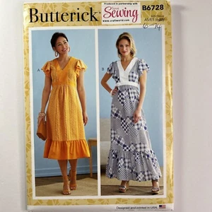 Butterick 6728 V Neck Loose Tiered Dress Loose Empire Ladies New Uncut Pattern - Picture 1 of 14
