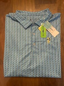 NWT MEN'S BERMUDA SANDS POLO, SIZE: L, COLOR: BLUE/YELLOW (N11)