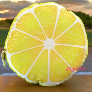 Lemon Yellow Summer Fruit Indoor Outdoor Throw Pillow 18x18 Yellow Fruit Bright - Picture 1 of 2