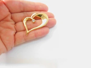 Broche vintage de metal de trabajo de metal estrás transparente tono dorado - Imagen 1 de 5