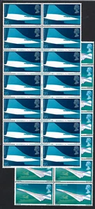 QEII 1969 Concorde 1st Flight SG784 & SG786 Blocks of 14.  No Folds. VF/XF MNH. - Picture 1 of 5