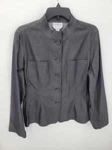 Talbots Collection Blazer Damen 14 Grau Stehkragen Baumwollmischung Made in Italy - Bild 1 von 8