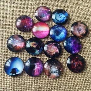 Flatback 10-25mm Rund Foto Bild Cover Glas Cabochon Galaxy Kamee Schmuck - Bild 1 von 7