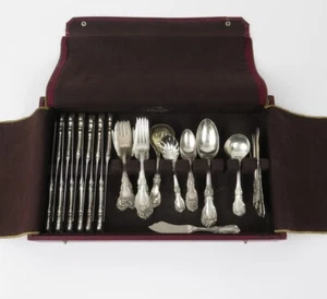 REED & BARTON Sterling Silver Flatware Set 'Burgundy' Service for 12, 72 Pieces - Picture 1 of 10