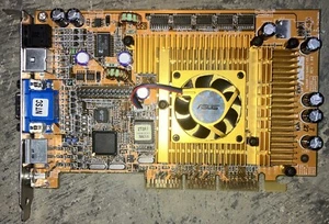 VINTAGE ASUS V8200T2/DELUXE/64M/N (TVR) DELUXE NVIDIA GEFORCE3 TI 200 AGP VGA 3D - Picture 1 of 2