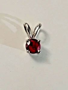 Vintage 14K White Gold Round Ruby Petite Drop Pendant ๐ - Picture 1 of 4
