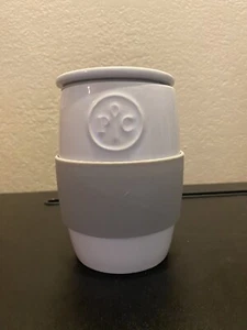 Pampered Chef Ceramic Egg Cooker - Item #1529 - Silicone Sleeve & Lid White/Gray - Picture 1 of 5