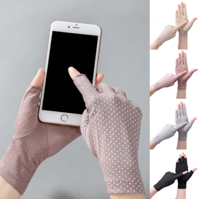 Women Fingerless Sun Protection Gloves Half Finger Sunscreen Anti-UV SoftGloves✔ - Image 1 of 4