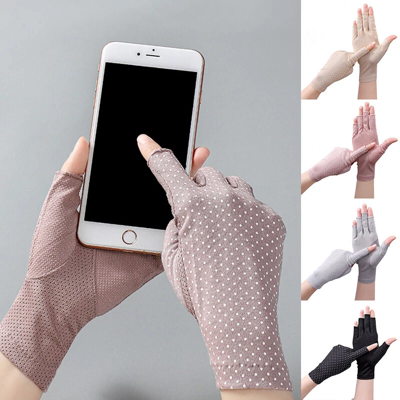 Women Fingerless Sun Protection Gloves Half Finger Sunscreen Anti-UV Soft Gloves - Image 1 of 4