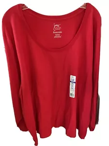 Just My Size Essentials Long Sleeve Scoop Neck Classic Red 5X NWT - Picture 1 of 6