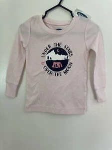 Old Navy Baby Girl Camping Out 100% Cotton Long Sleeve PJ Top Light Pink 18-24 M - Picture 1 of 3