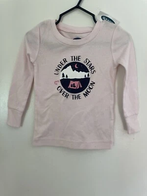 Top de pijama de manga larga 100 % algodón rosa claro 18-24 M azul marino antiguo para bebé niña acampar Foto 1 de 3