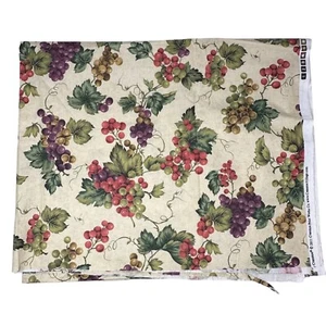 Cranston 2011 Fabric Grapes Red Purple Leaves Print 36 x 44 Inch Remnant - Picture 1 of 5