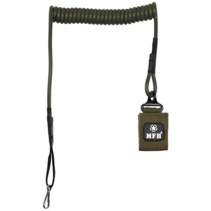 Taktische Pistole Schlüsselband elastische Spiralpistole Schlinge Karabiner oliv MFH - Bild 1 von 4
