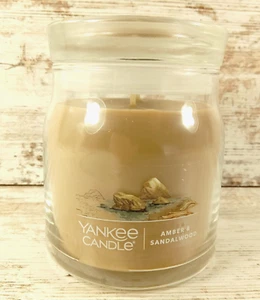 Yankee Candle 13 oz Medium Signature Jar Amber & Sandalwood Two Wick Brand New - Picture 1 of 4