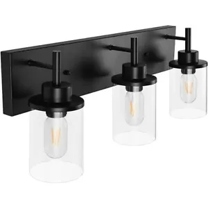 GoYeel Vanity Lighting Fixtures, Matte Black Bathroom Light Fixtures 3-Light Bla - Picture 1 of 12