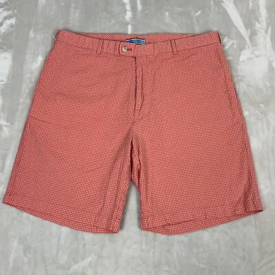 Peter Millar Shorts Mens 38 Orange Pink Check Seersucker Golf Coastal Preppy - Image 1 of 4