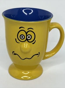 VTG Anthropomorphic Yellow 3D Nose Stressed Out Funny Face Ceramic Pedestal Mug - Picture 1 of 13