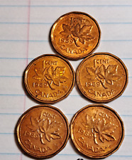 1989 CANADA PENNY 1 CENT  LOT OF 5
