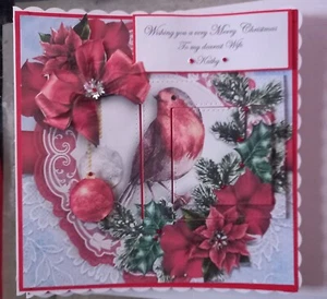 Tarjeta de Navidad 3D personalizada hecha a mano 8x8 mamá y papá esposa hermana, amigo, etc. - Imagen 1 de 6