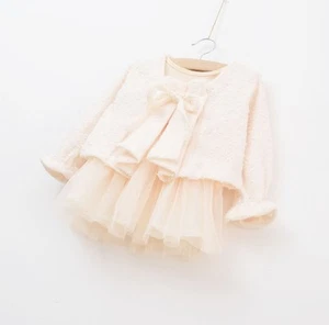 Toddler Girls Sweet Pink Cream Long Sleeve Dress & Cardigan Set Size 2.3 - Picture 1 of 11