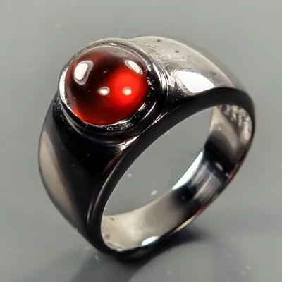 Anel vintage natural de hessonita prata esterlina 925 tamanho 7/R422093 - Imagem 1 de 4