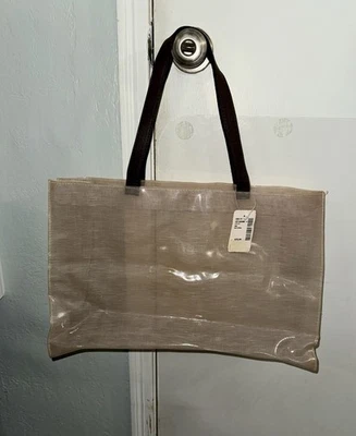 Bolso de Mano/Bolso de Compras de Plástico Saks Fifth Avenue De Colección * Asas de Cuero * Nuevo con Etiquetas Foto 1 de 4